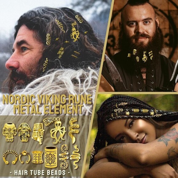 207 Pcs Viking Hair Clips Beads Jewelry Accessories Kit for Men Women main image 3